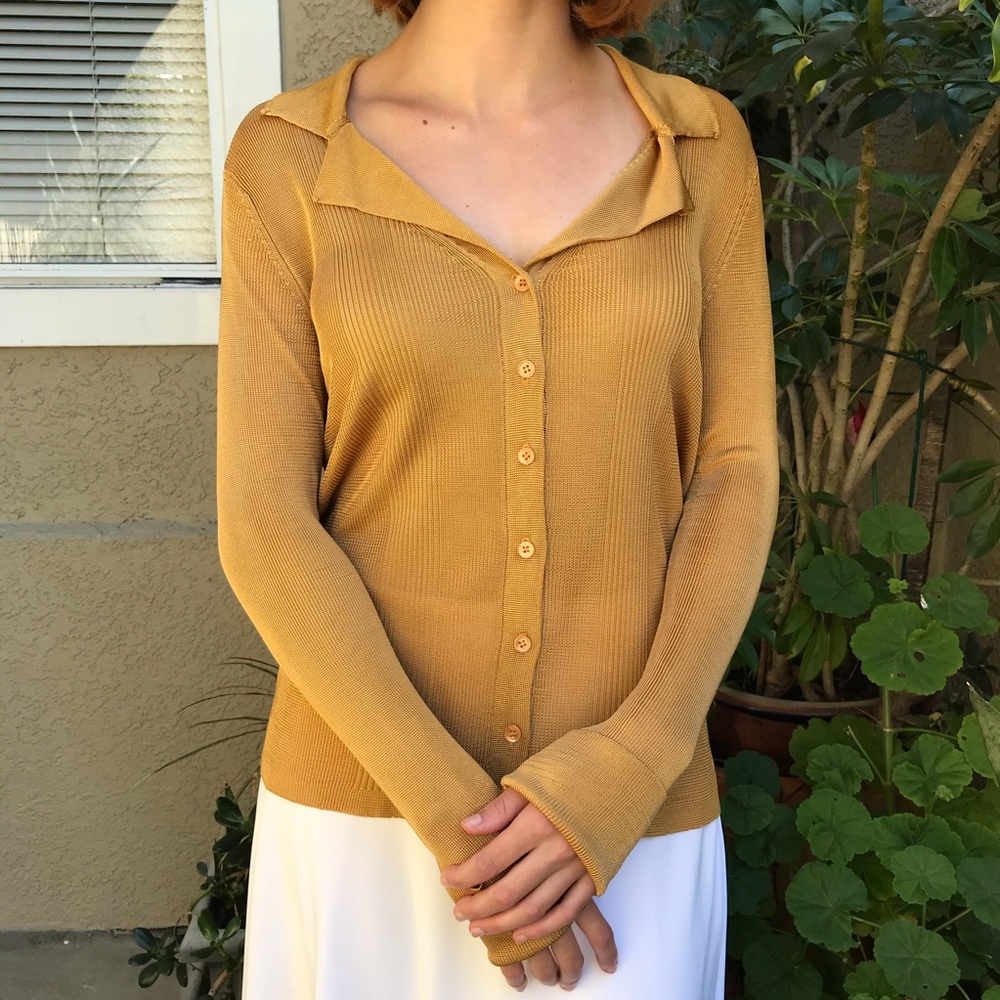 Vintage gold Max Studio rayon knitted cardigan